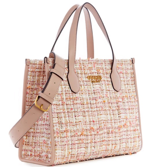Guess Handbags - Guess Silvana Tweed Tote Bag with Strap || Ash Rose